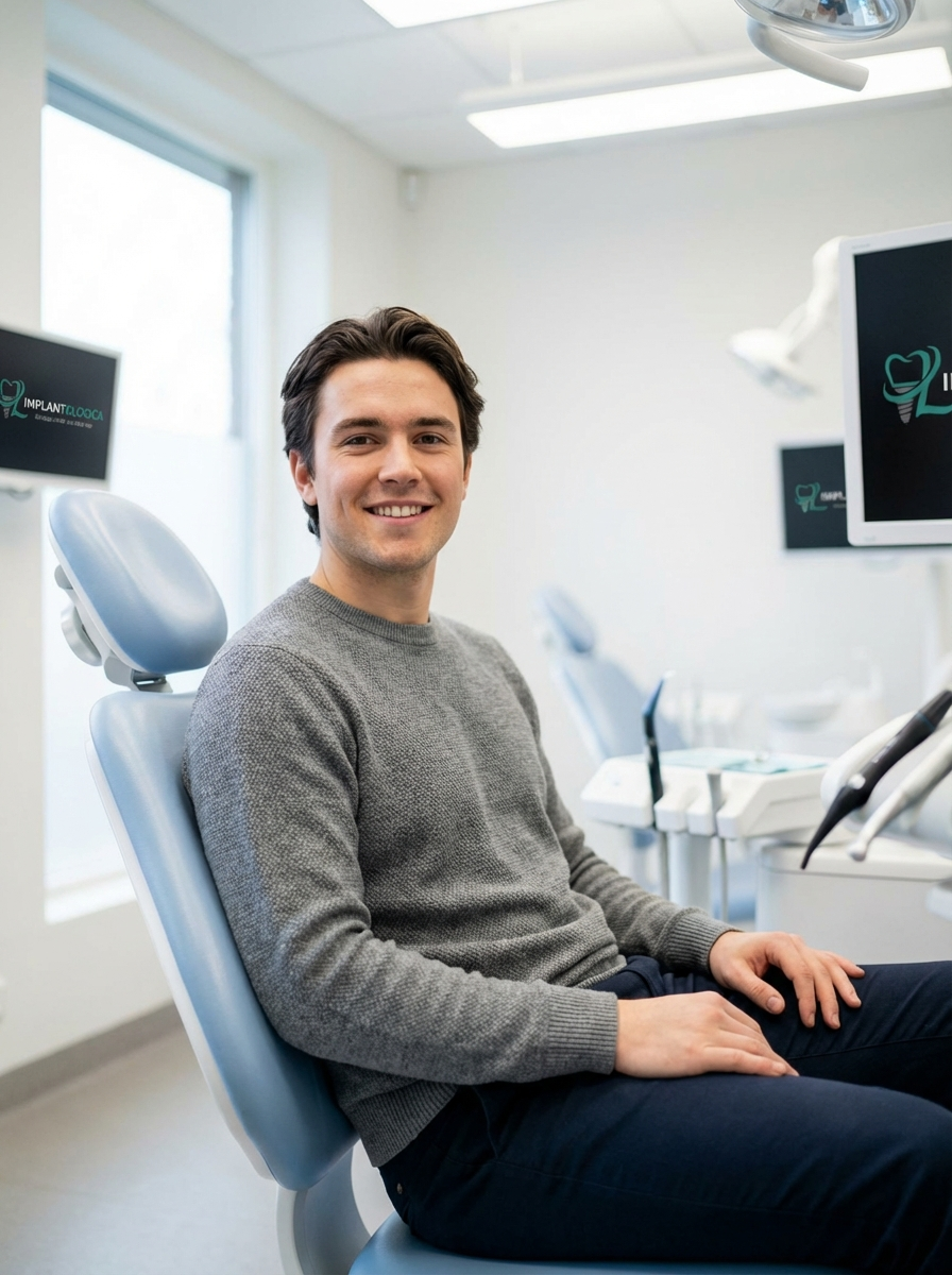 Paziente sorridente nello studio dentistico